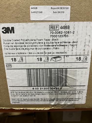 Image of 3M Double Coated Foam Tape 4496 Black, .5 in x 5 yd x .04 in
