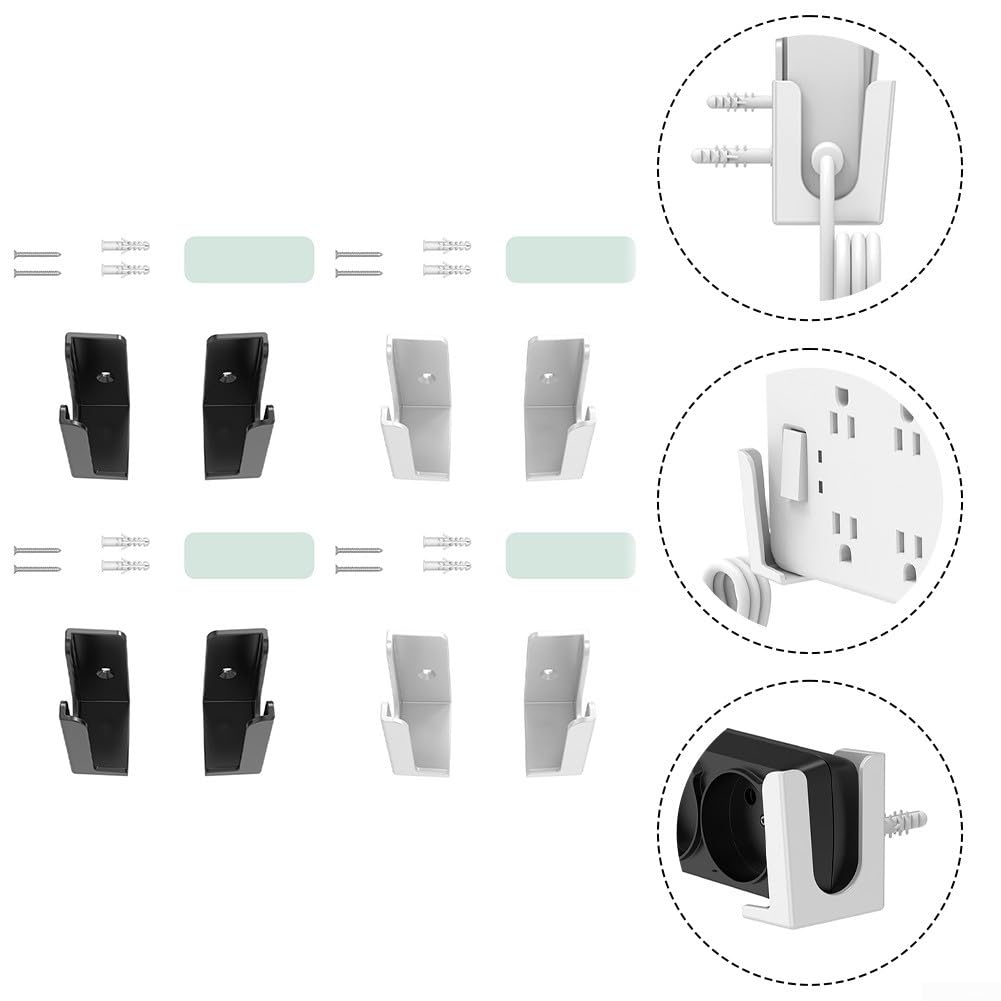 Supporto da parete per ciabatta, 2 set, installazione punzone per casa, ufficio e dormitorio, design salvaspazio (bianco)