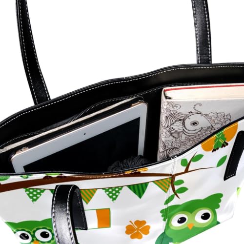 Sac imperméable chouettes vertes en simili cuir avec fermeture - 5