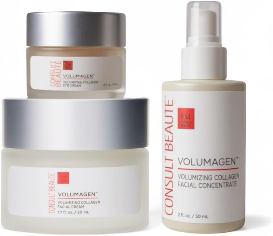 Consult Beaute Volumagen TRIO Skin Care For Plumper & Smoother Skin - Collagen, Hyaluronic Acid and Ceramides - Doctor Formulated for Face, Neck and Eyes - Boost Moisture for Glowing Complexion