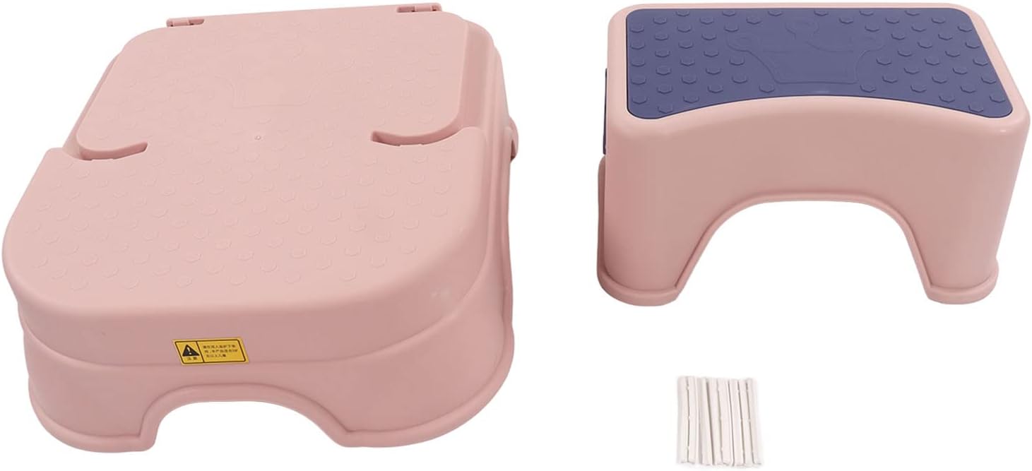 Pilipane Toddler Step Stool, Double Up, Kids Step Stool Double Antiskid Height Adjust Widened Base Ergonomic Toddler Step Stool 2 Layer Detachable Step Stool(Pink)