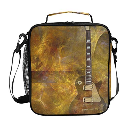 JOYPRINT Lunch Box Bag Vintage Music Guitar Lunchbox Insulated Thermal Cooler Ice Adjustable