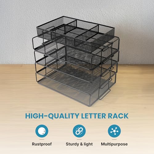 Image of The Better Home 4 Tier Office Files Storage Organiser | Multipurpose Storage Rack For Office, Reception Table | Desk Accessories Durable Metal Mesh Design