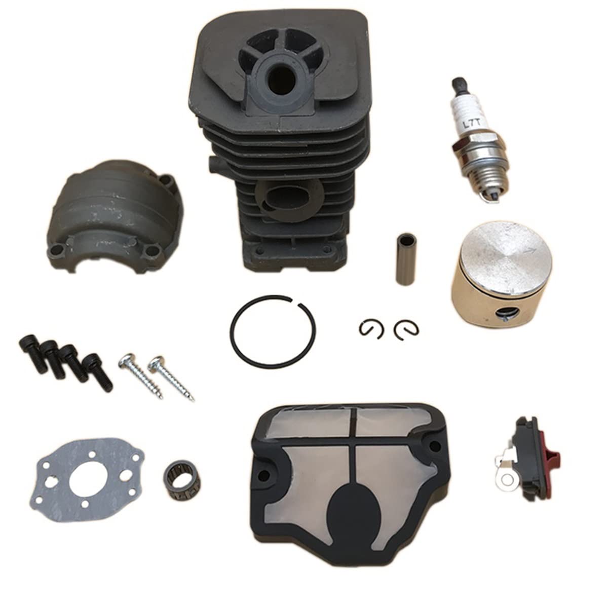 Patio, césped y jardín Kit de bujía de tornillo de montaje en sartén de pistón de culata de 38mm y 40mm for piezas de motosierra de gasolina 142 137 141 136 Piezas y accesorios para herramientas eléct