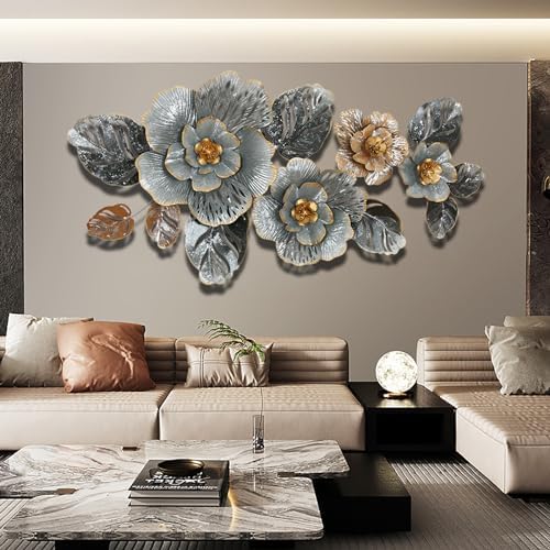 Akiddo Large Metal Wall Art Decor, 48"*23"/122 * 59cm 3D Ginkgo Leaf ...