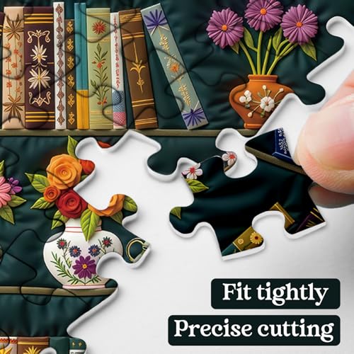 Rompecabezas Vintage Estantería de Libros 1000 piezas para adultos, Páginas de Flores Silvestres, Puzzle Botánico de Biblioteca miniatura 3
