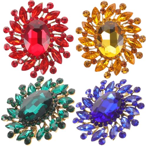 Broche colorée pour la vie quotidienne et le travail parure vintage en alliage 4 pièces