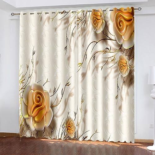 Skcess Tende a buon mercato - Set di 2, tenda beige rosa grappoli di fiori, 132 x 214 cm (larghezza x lunghezza)