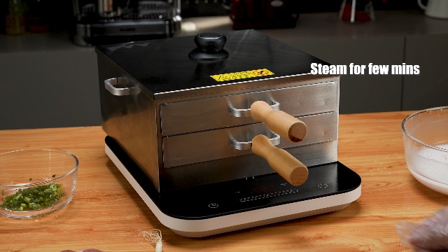 Qialexicon Rice Roll Steamer Machine - 2-Tier Stainless Steel Cheung Fun Maker For Home Kitchen, With Removable Trays & Lid