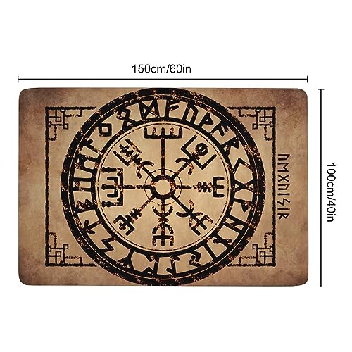 Tapis de salon Viking Vegvisir gris 100x150cm en molleton lavable