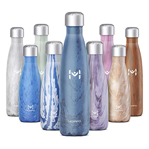 HOMPO Bottiglia Acqua in Acciaio Inox - Borraccia Termica 500ml Isolamento Sottovuoto a Doppia Parete,Privo di BPA & Leakproof,Borracce per Bambini, Bici, Palestra