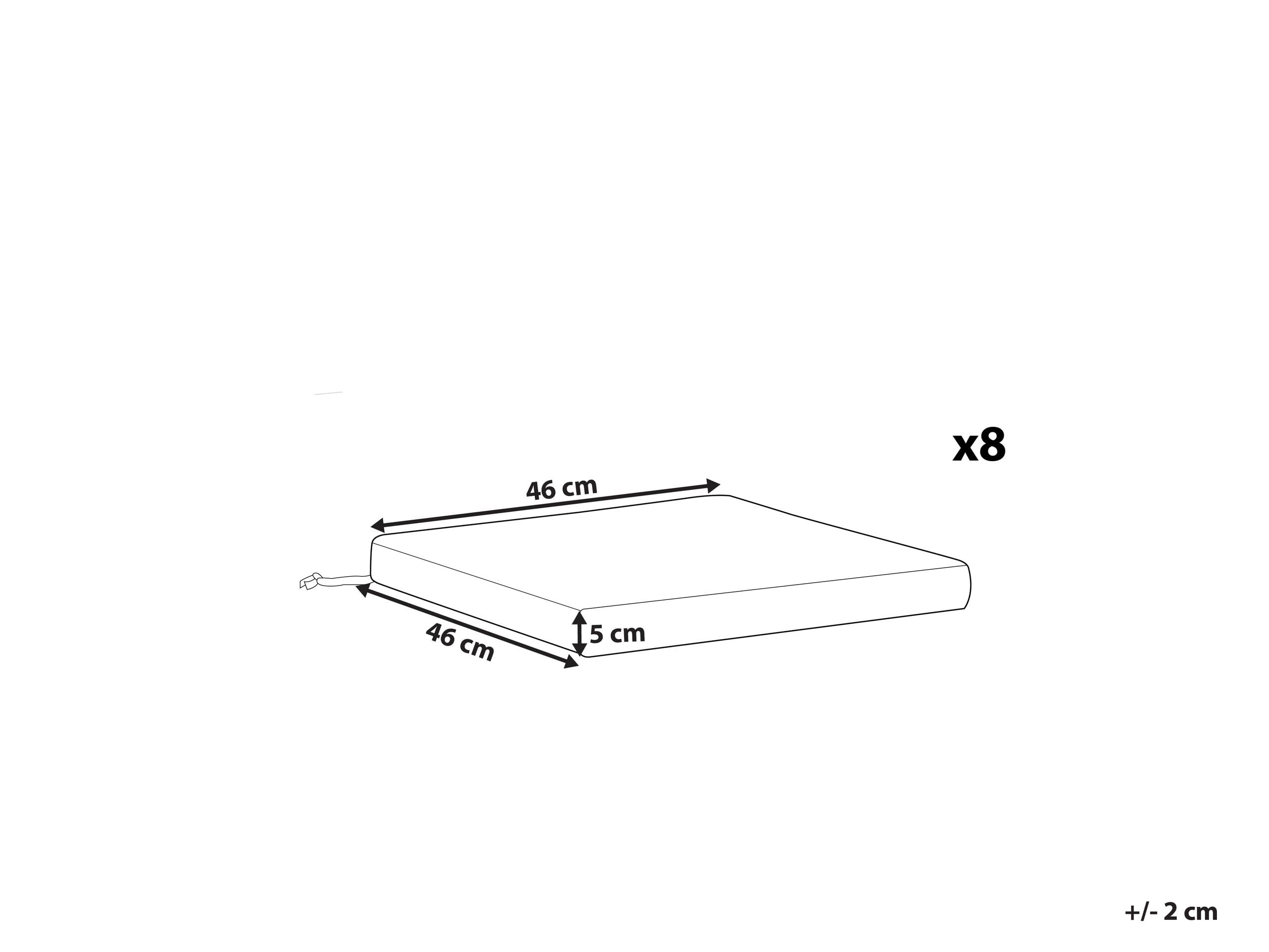 Beliani Lot 8 Coussins de Siège pour Chaises de Jardin Résistant aux UV en Tissu Polyester Vert Clair Sassari Premium