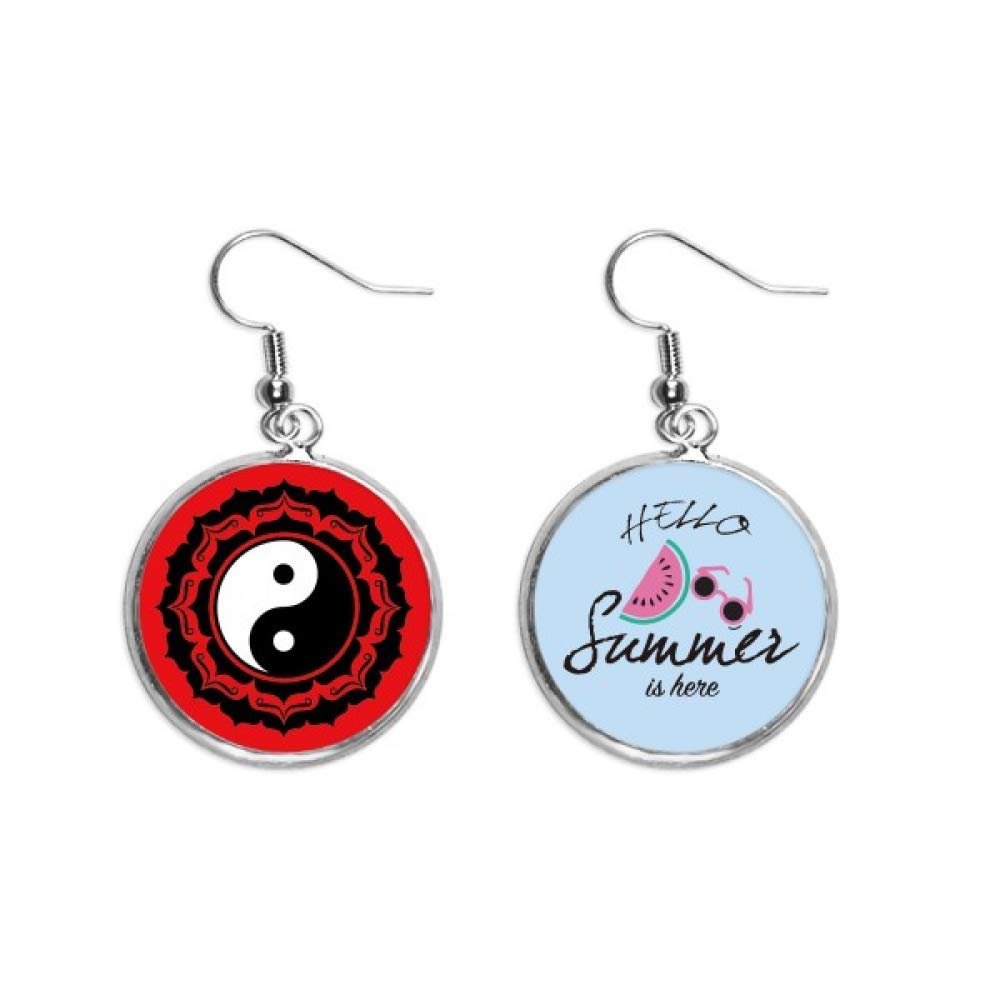 Pendientes de sandía Tai Chi joyería de lóbulo verano 5