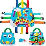 beetoy Sensory Buckle Pillow Toys for Toddlers, Buckle Busy Bag for Learning Fine Motor Skill & Buckles Educational Toy for Baby, Montessori Toy for Buckling Threading Zipper Enhance Fine Motor Skills
