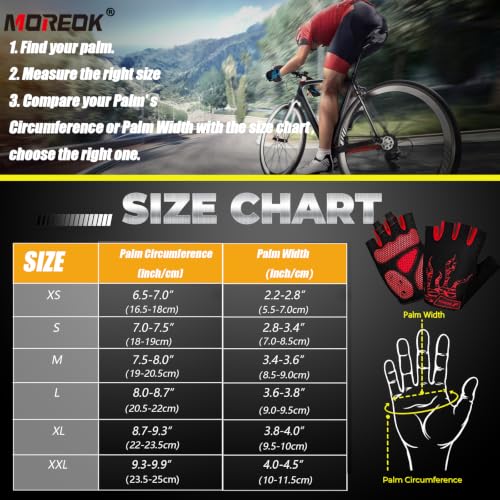 Image of MOREOK Shock-Absorbing Breathable Biking Cycling Gloves Half Finger Outdoor Sport Bicycle Gloves Mountain Road Bike Riding Gloves for Men and Women