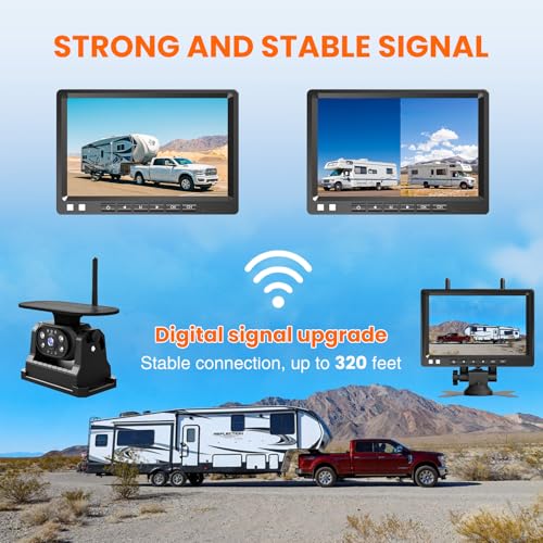 Image of Wireless Backup Camera, No Complex Wiring Portable Magnetic Solar HD 1080P Backup Camera System with 7 inch Monitor for RVs Campers Trucks