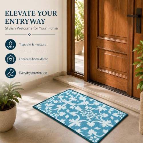 Image of Matz&More Anti Slip Multipurpose Floor Mat, 40x60cm, for Door, Entrance, Bathroom, Bedroom, Kitchen, Office, Tiles Turqoiuse