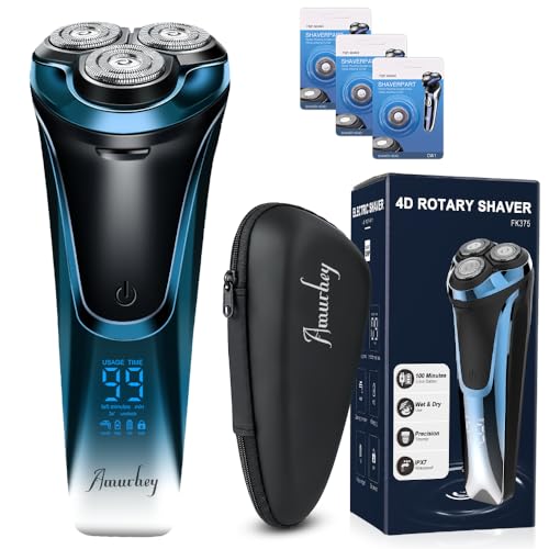 Afeitadora Eléctrica Para Hombre Rotativa con 3 Cabezal Repuesto Afeitadora, Máquina de Afeitar...