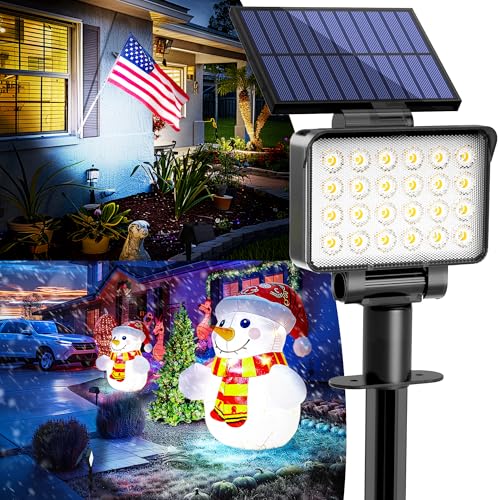 AUDERWIN Solar Spot Lights Outdoor Waterproof 2 Pack for Flag, Tree, House, Garden, Yard, Landscape Spotlights for Accent Uplighting Halloween Christmas Decorations