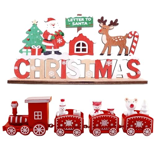 Scinzene 2 Stück Weihnachtsdeko Holz – Weihnachtszug & Christmas...