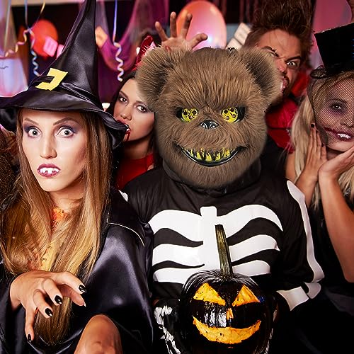 ZZOUFI Halloween Scary Bear Mask, Creepy Masks for Adults Kids Horror Teddy Bear Mask, Plush Bloody Bear Mask - Image 4