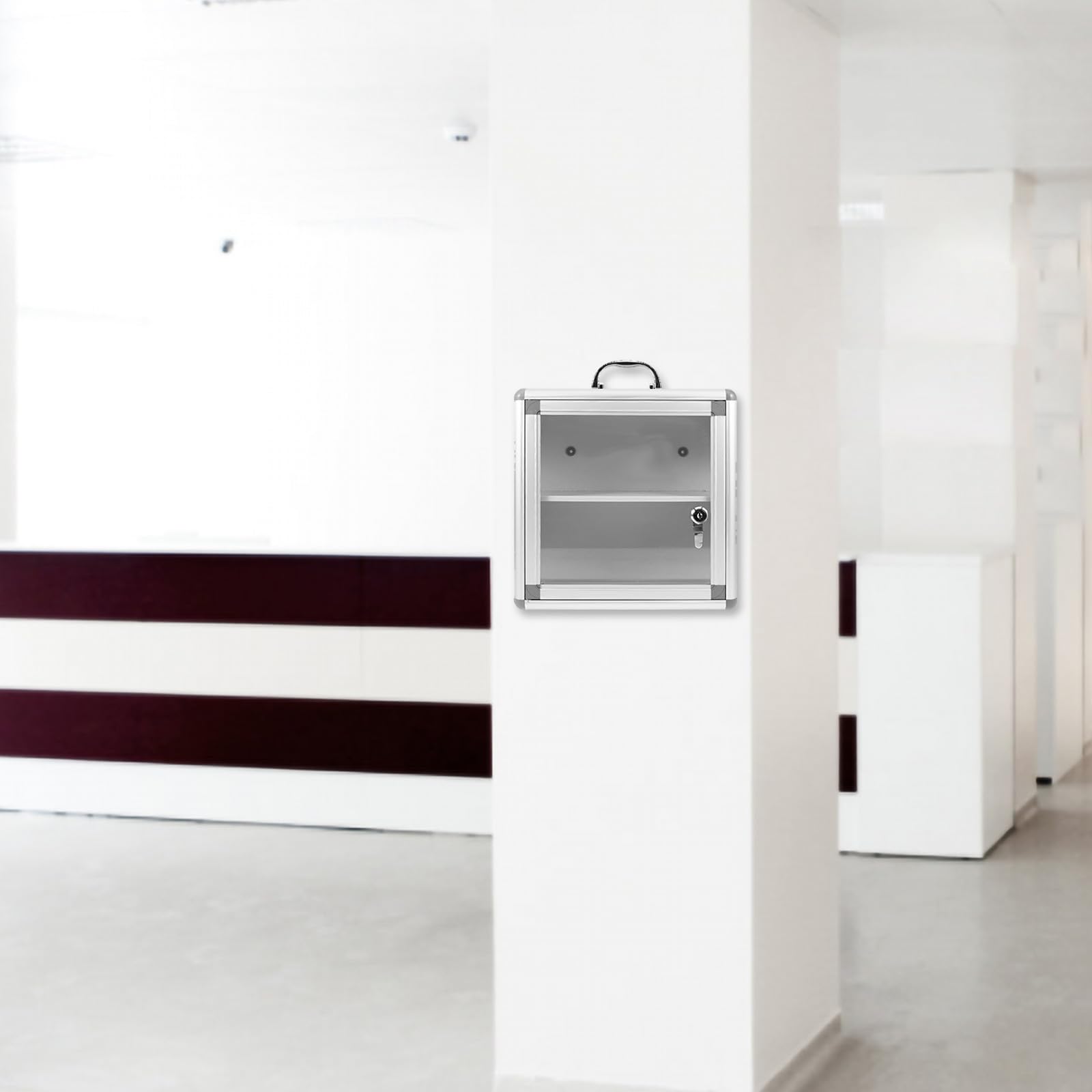 Botiquín de Pared Adecuado para Lugares Públicos y Organización Fácil Construcción Resistente y Doble Compartimento, Material de Aleación y Acrílico para Medicamentos