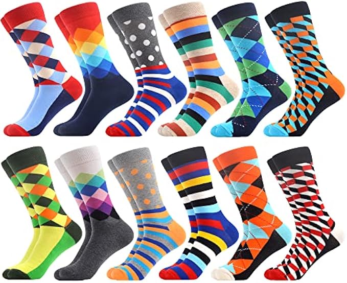 WeciBor Men's Dress Cool Colorful Fancy Novelty Funny Casual Combed Cotton Crew Socks Pack