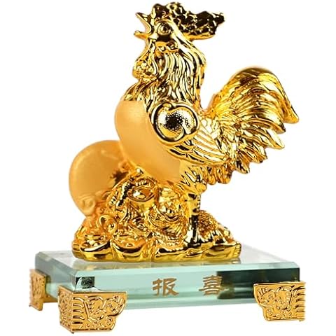 Jidaonop Golden Resin Artifacts, 12 Animals of Chinese Zodiac Resin Statues, Rooster/Cock/Chicken Resin Collectible Figurines for Home Decoration Cover