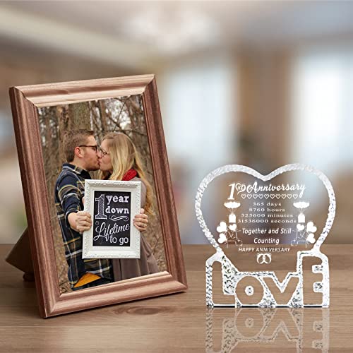 One 1 First Year 1St Wedding Anniversary Crystal Gift Marriage Keepsake For Couple Him Her Husband Wife #TOP5