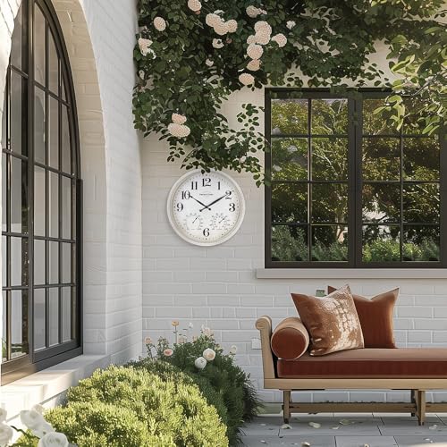 Horloge d'extérieur blanc vieilli Presentime & Co avec station météo - 7