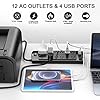 Power Strip, ALESTOR Surge Protector with 12 Outlets and 4 USB Ports, 6 Feet Extension Cord (1875W/15A), 2700 Joules, ETL Listed, Black