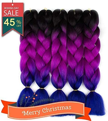 Ombre Jumbo Braid Hair Extensions Synthetic High Temperature Fiber Kanekalon Braiding Hair 5pcs 24 inch (49#)