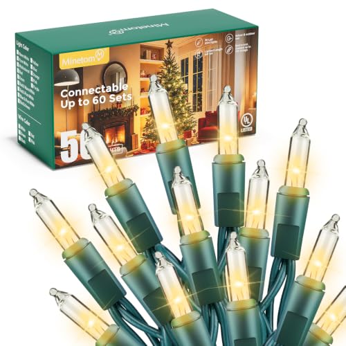 Minetom LED Clear Christmas String Lights, 50 Count 10 Feet LED Christmas Lights Bulb, Christmas Decorations Indoor, White Christma Tree Lights for Indoor Outdoor Xmas Wedding Party Festival