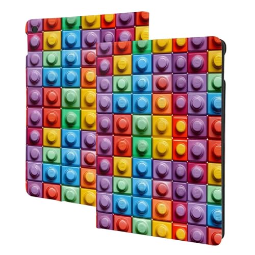 Coque iPad 9e génération avec veille automatique et protection intégrale en blocs colorés