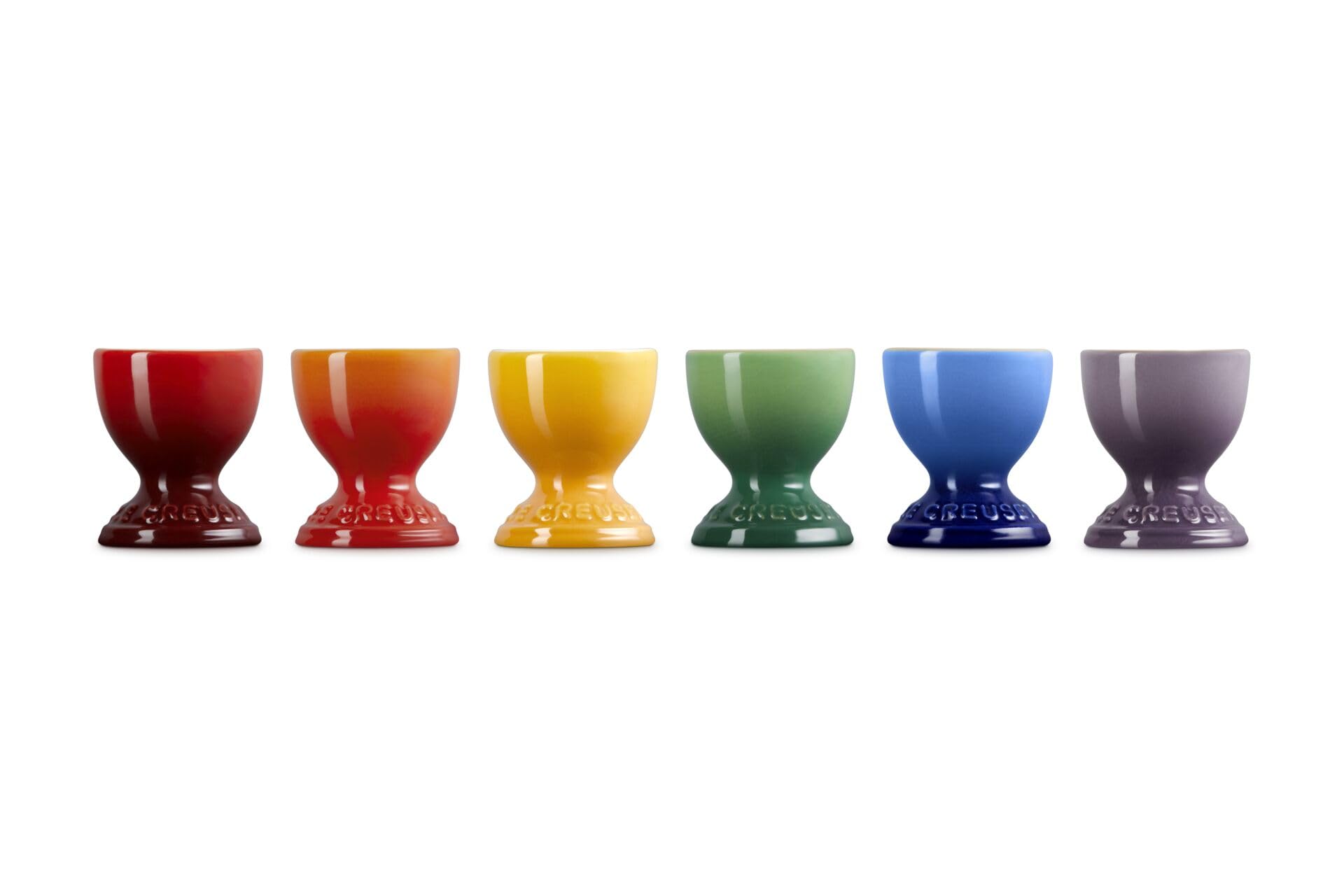 Le Creuset Steingut-Regenbogenset mit 6 Eierbechern