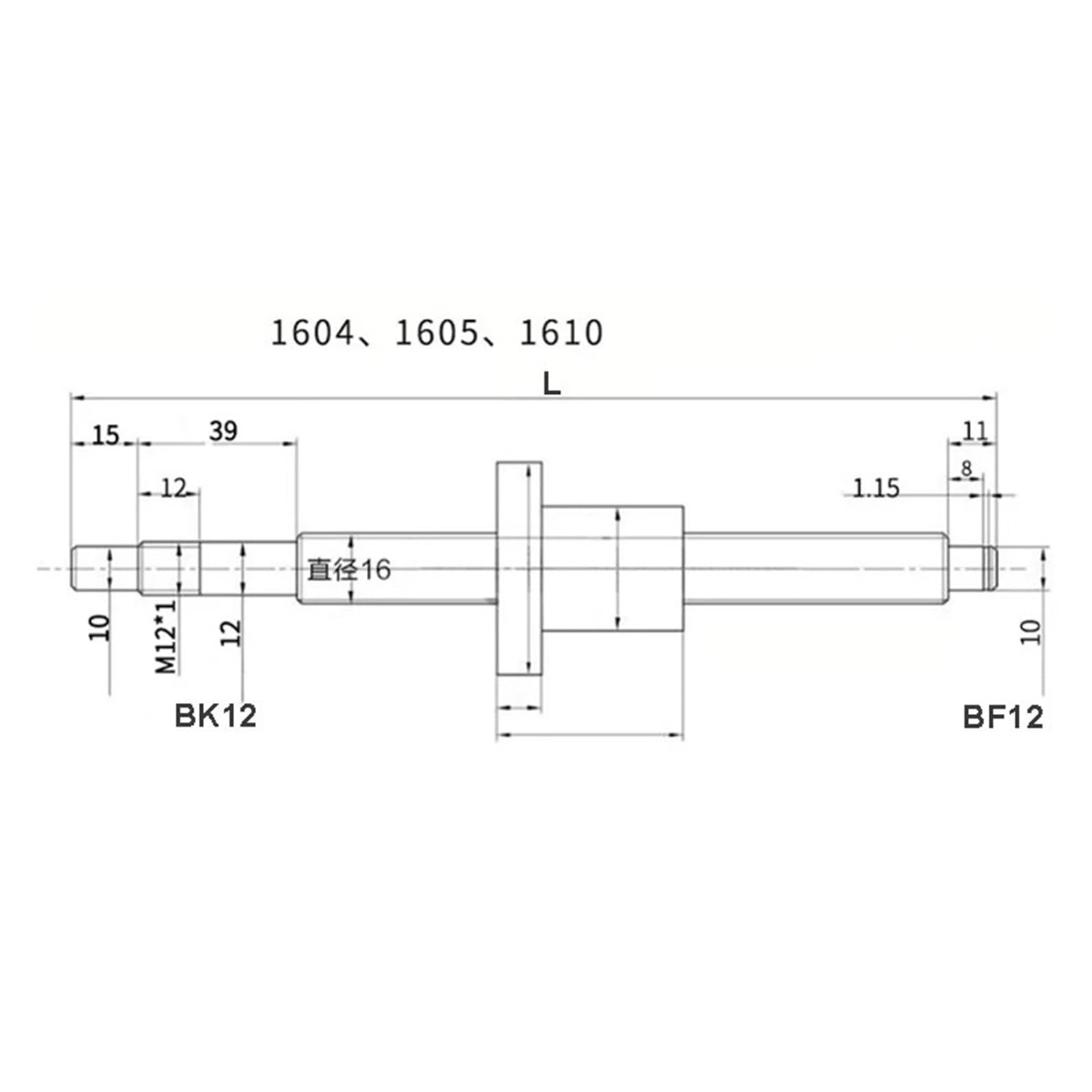 Metal Ball Screw nut end Processing SFU1610 Ball Screw End Machined CNC Machine Parts Use for 3D Printer Ball Screw(800mm)