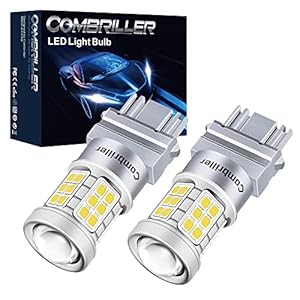 Combriller 3157 LED Bulb White 6000K, 3056 3156 3057 4157 T25 LED Bulb with Projector Replacement for led Reverse Lights Turn Signal Bulb Brake Tail Parking Light Bulb, Pack of 2