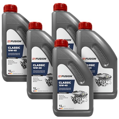 ProFusion Aceite para Motores Gasolina y Diésel 10W 40 – Lubricante para Coche – Pack de 5 x 1L = 5L