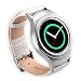 Valkit for Gear S2 Bands, Genuine Leather Smart Watch Band with Stainless Steel Adapter Large/ Small Crocodile Pattern Replacement Strap for Samsung Gear S2 (SM-R720/R730), (White) with Silver Adapter