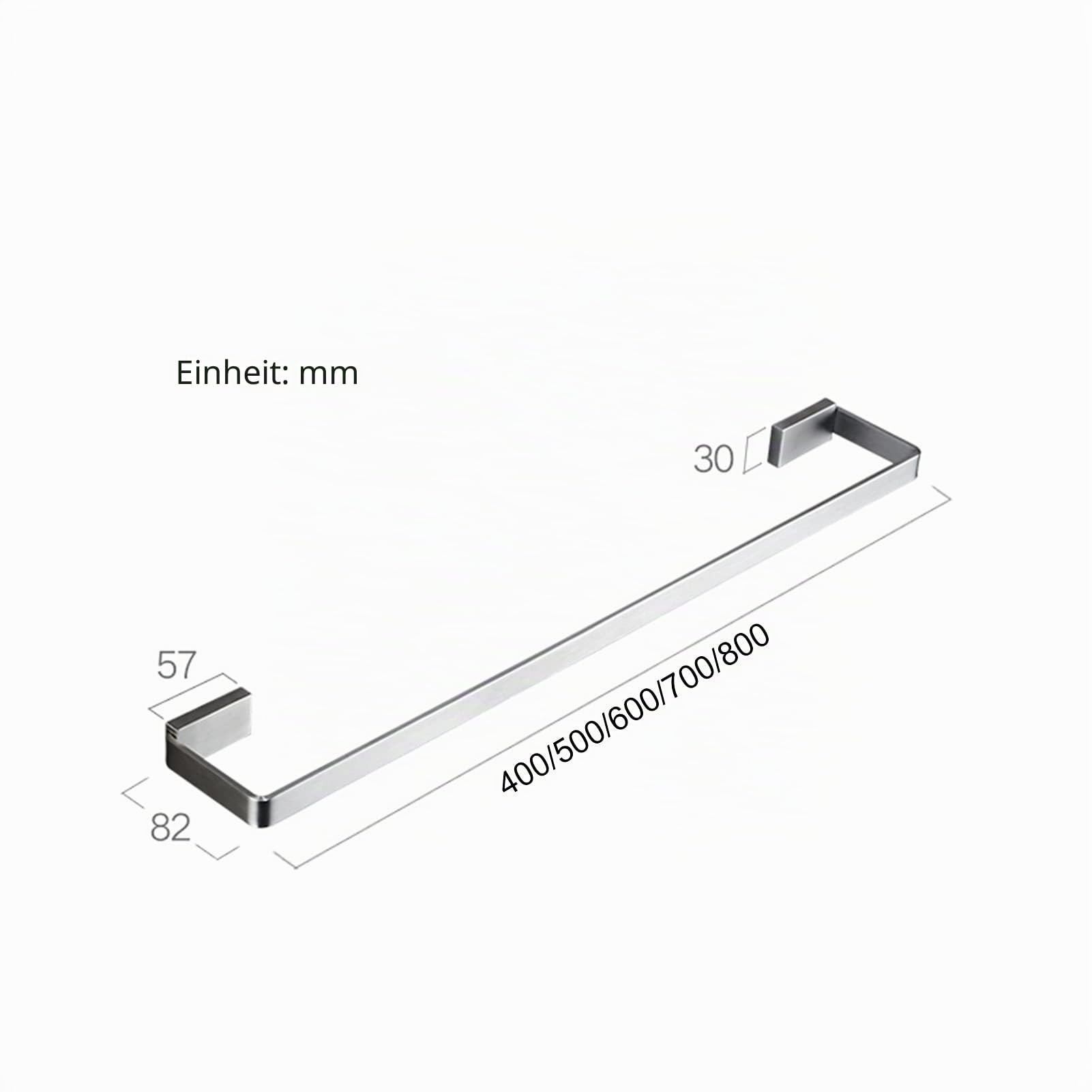 Handtuchstange aus Edelstahl, 40 cm, 50 cm, 60 cm, 70 cm, 80 cm, Handtuchstange, an der Wand montierter einzelner Handtuchhalter für Badezimmer oder Küche, gebürstetes Silber-Finish/80 cm