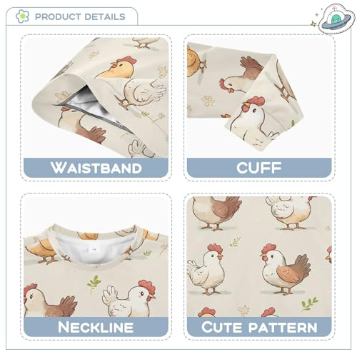 JUNZAN Cartoon Cute Chicken Beige Big Girls Hoodie Sweatshirt Fleece Outerwear for Kids Camping 4T3