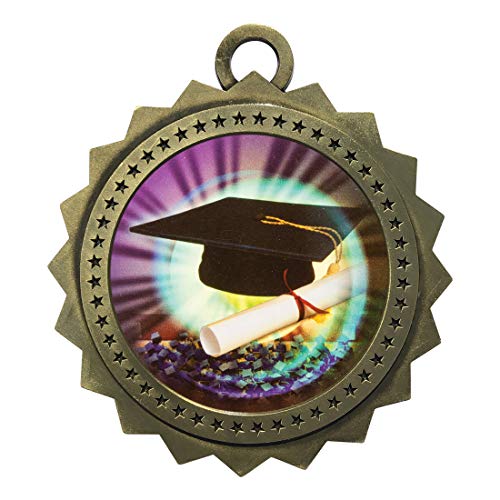 Graduation Gold Large 3 Inch Engraved Medals Trophy Award Personalized Free D03-MY424 1PK