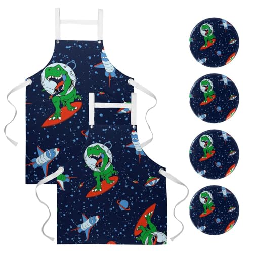 Tablier de cuisine pour pâtisserie et restaurant motif espace lot de 2