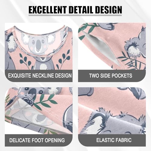 Koala in Pink Background Kids Pjs Set Boys Girls Summer Short-Sleeve Sleepwear Pajamas 2PCS4