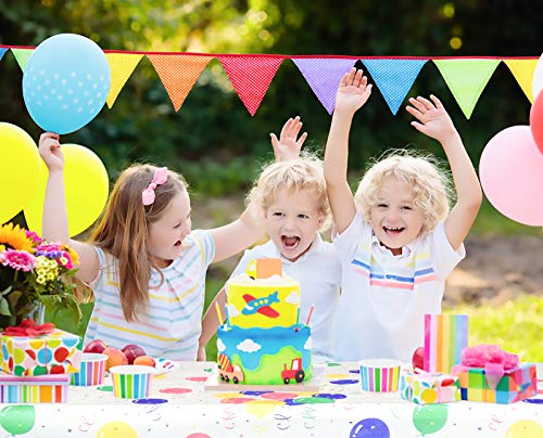Image of Mulbozy 4 Pcs Birthday Tablecloth Disposable Plastic, Colorful Balloons Confetti Happy Birthday Table Covers for Parties Decoration Supplies, 108 x 54 inch