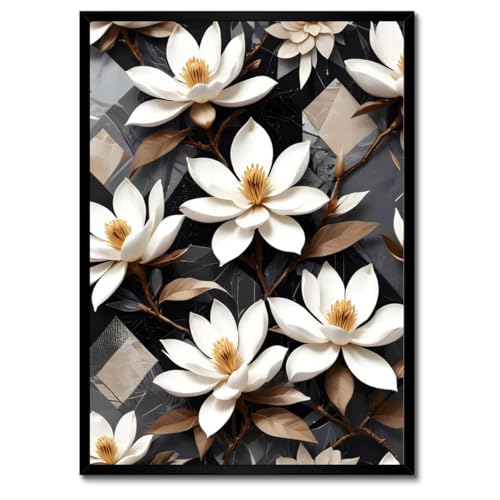 Poster dans un cadre blanc 50x70 cm Composition orientale N° H10404M pour votre décoration murale