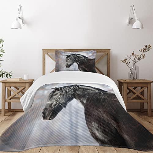 Colcha de caballo frisón funda acolchada decorativa con estrellas negras 2