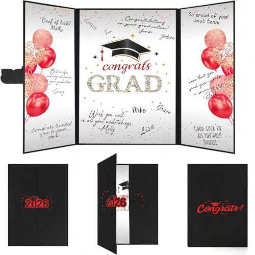 SIHPTO Graduation Guest Book 2026 College Graduation Party Decorations,Red Graduation Signature Book,Class of 2026 Congrats Grad Guest Book Alternative, Graduation Gifts for Her Him