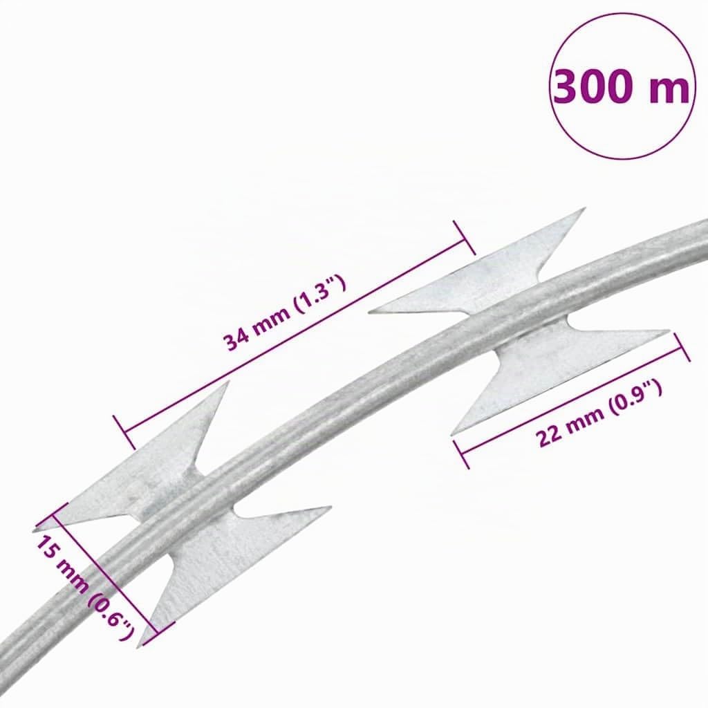 vidaXL Fil barbelé concertina attaché Acier galvanisé 300 m