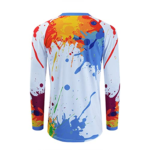 Mountain Bike Jersey Women, Ladies Dirt Bike Shirt for Motorcycle Motocross BMX Moto Mx Riding Fishing Workout Offroad Scooter Off Roading Downhill Racing Powersports Motorsports,Colorful Paint M